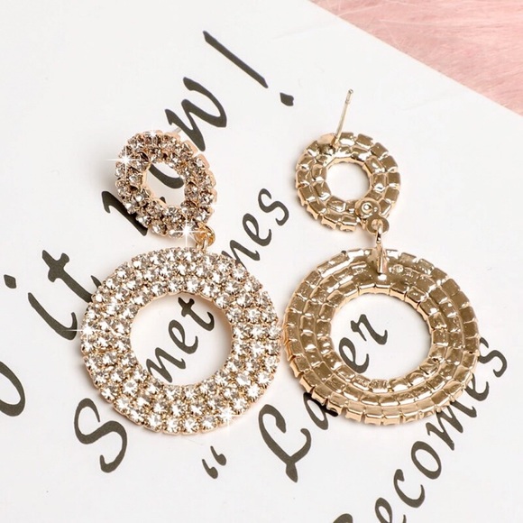 Any 2/$20! Gold & Crystal Circle Stud Earrings - Picture 6 of 8